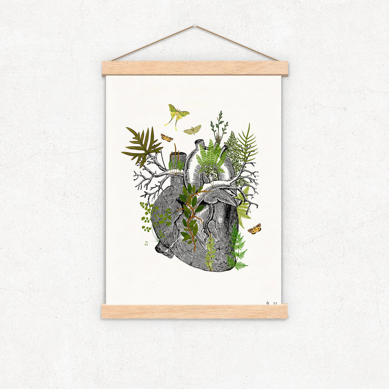 Home decor - Green Ferns Anatomical Heart - Flower Heart Print - Flower Anatomy Print- Anatomy Decor - Sustainable art - Art heart - SKA304