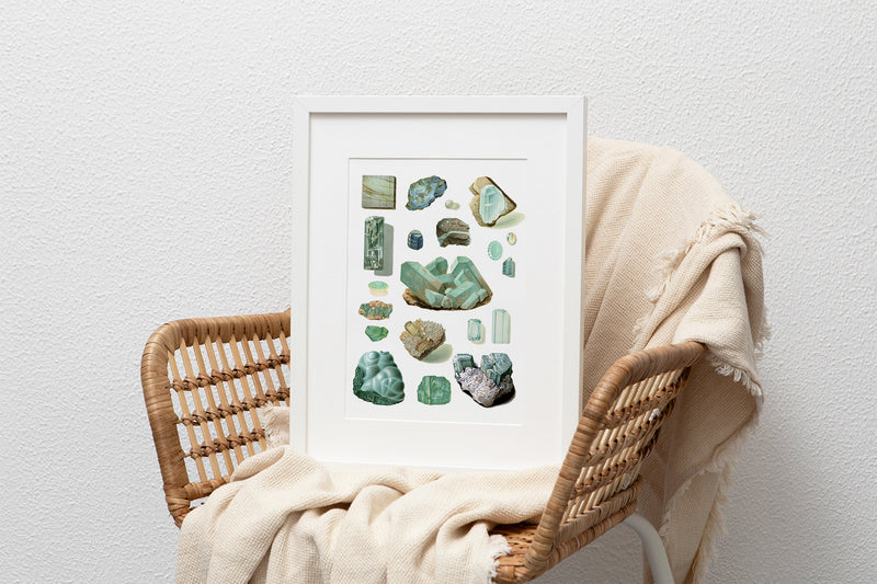 Crystals and Minerals print, Aquamarine Wall Art , Science art, Wall art decor, Crystal stones Art print, TVH165