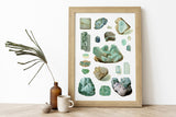 Crystals and Minerals print, Aquamarine Wall Art , Science art, Wall art decor, Crystal stones Art print, TVH165