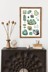 Crystals and Minerals print, Aquamarine Wall Art , Science art, Wall art decor, Crystal stones Art print, TVH165