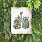 Blue Flowers Lungs Print - Yoga Studio Decor - Anatomy Wall Art - Sustainable art - Meditation wall art - SKA317