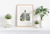 Blue Flowers Lungs Print - Yoga Studio Decor - Anatomy Wall Art - Sustainable art - Meditation wall art - SKA317