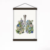 Blue Flowers Lungs Print - Yoga Studio Decor - Anatomy Wall Art - Sustainable art - Meditation wall art - SKA317