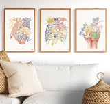 Colored Bones Engraving Anatomical Wall art print