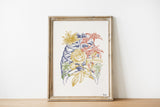 Colored Rib Cage Bones Engraving Anatomical Wall art print