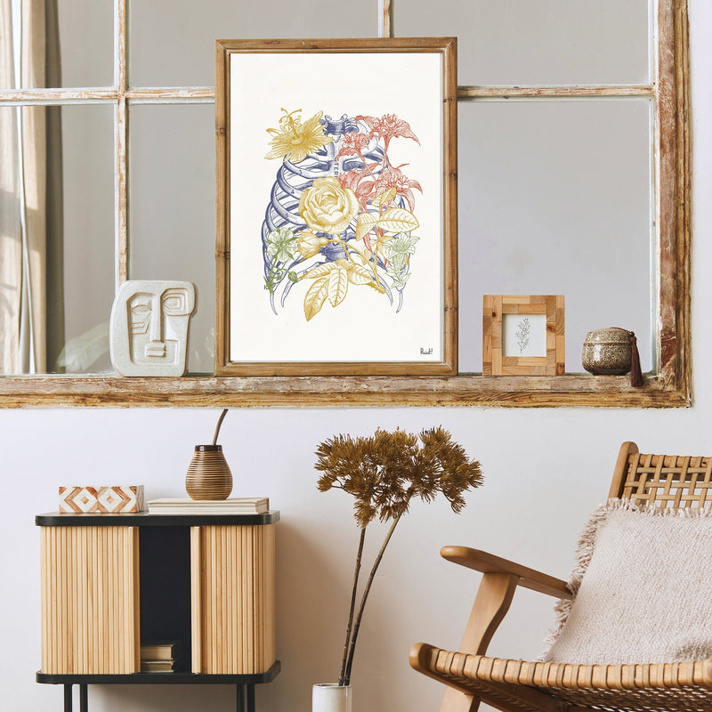 Colored Rib Cage Bones Engraving Anatomical Wall art print