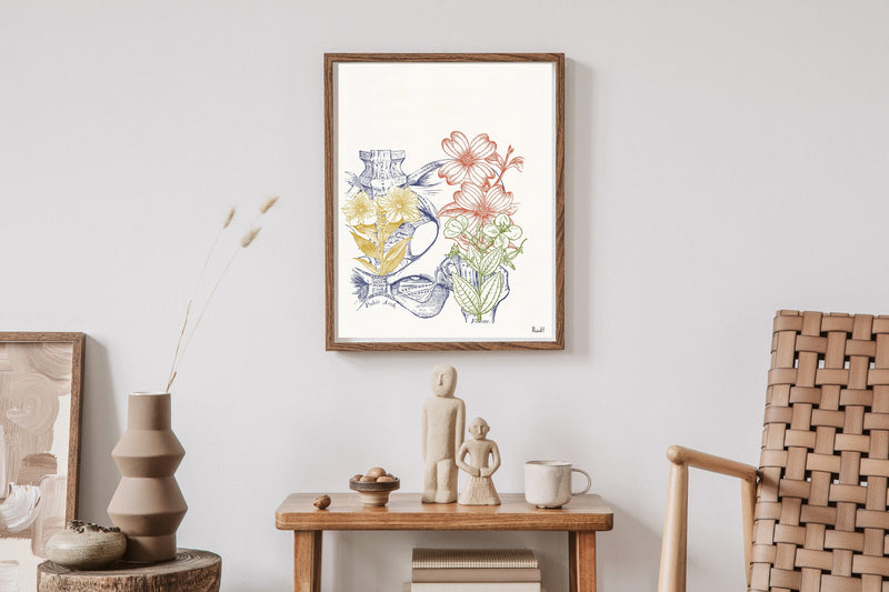 Colored Hip Bones Engraving Science and Anatomical Wall art print