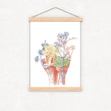 Colored Bones Engraving Anatomical Wall art print