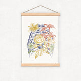 Colored Rib Cage Bones Engraving Anatomical Wall art print