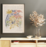 Colored Rib Cage Bones Engraving Anatomical Wall art print