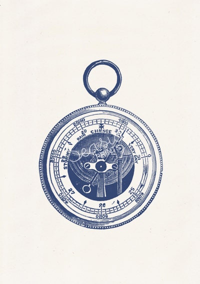 Barometer in blue Nautical print